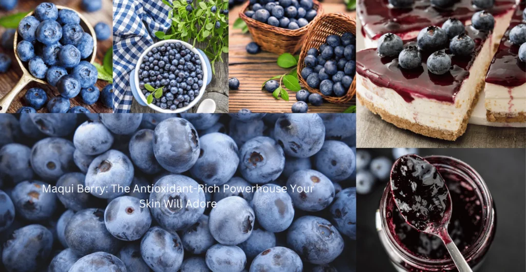 Fresh maqui berries in a wooden bowl, showcasing their deep purple color and antioxidant-rich properties.